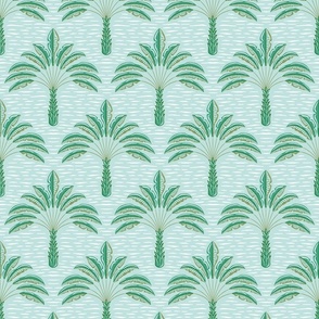 tropical playful palms/green on mint/medium