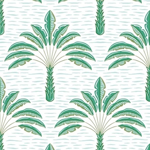 tropical playful palms/green and mint on white/large
