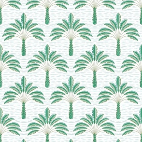 tropical playful palms/green and mint on white/medium
