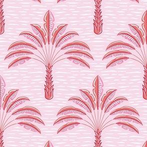 tropical playful palms/pink and coral/large
