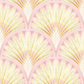 Travelers Palm Art Deco Glam_Gold - Rose Quartz_50Size