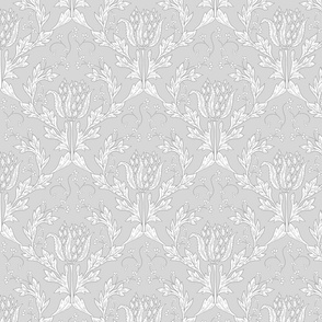 Gray Glamour luxurious upholstery. vintage floral acanthus.