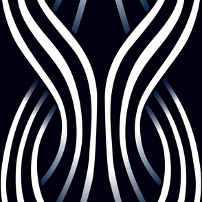 Art deco flowing stripes 3D - golden wallpaper - black white blue -jumbo