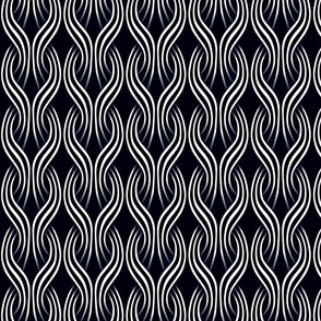 Art deco flowing stripes 3D - golden wallpaper - black white blue - small