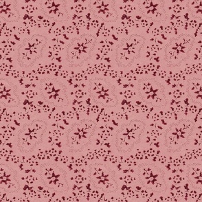 Red scatter pattern, flowers and leaves 