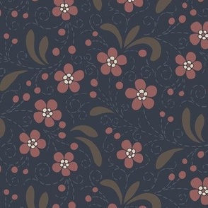 Sweet Red Flowers on a dark blue background