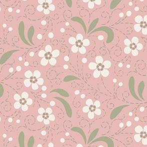 Sweet White Flowers on a pink background