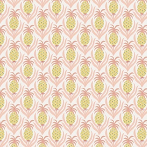 (S) Hollywood Pineapple Party - hand-drawn colorful graphic pineapples - yellow and pink on cream