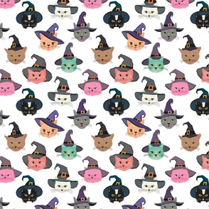Witchy Kitties - Funny Cats in Witch Hats - White