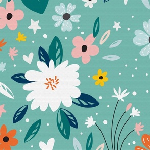 Floral Seamless Pattern with Vibrant Colors