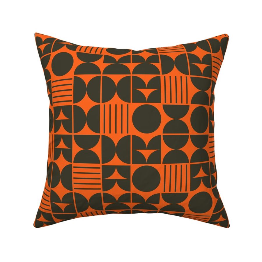 Geometric-midcentury-style-vintage-lines-circles-square-in-dark-grey-on-bold-retro-orange-XL--jumbo