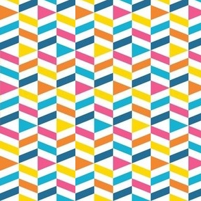 Blue, Pink, Yellow, Orange and White Summer Geometric Herringbone - Mini
