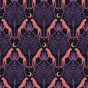 Night Cheetahs - 12" large - pink, purple, and golden yellow 