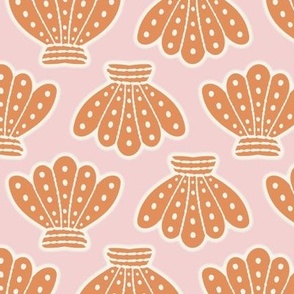 Playful Orange Seashells on Light Pink