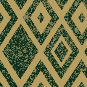 Dark Emerald Green Diamond Pattern on Antique Gold