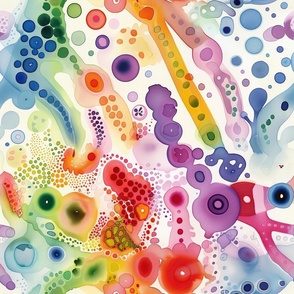 Watercolor Geeky Nerdy Rainbow Microbes and Germs