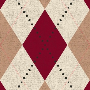 Natural Argyle (Cranbery Red and Caramel Taupe)