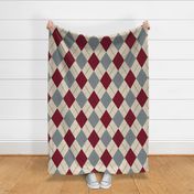 Natural Argyle (Cranberry Red and Smokey Blue)