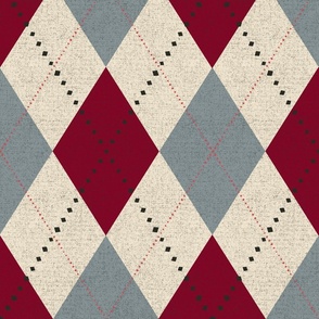 Natural Argyle (Cranberry Red and Smokey Blue)