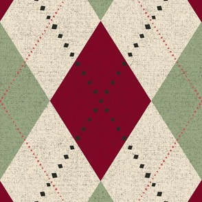 Natural Argyle (Cranberry Red and Laurel Green) 