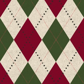 Natural Argyle (Cranberry Red and Evergreen) 