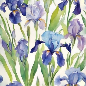 Watercolor irises 9 inches version