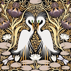 Nouveau Snowy Egret Dance - Silver - Large 18”