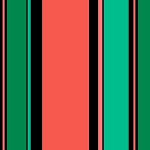vertical stripes of green and orange on black retro