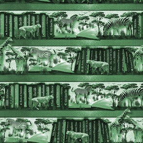 Relaxing Wildlife Retreat, Whimsical Wild Animals Storybook, Kids Playroom Jungle Adventure, Whimsical Lush Green Monochrome, Creative, Playful Immersive Environment, Librarian Animal Themed Classroom Library, Educational Wildlife Book Reading Imagination