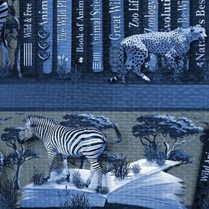 Midnight Blue Night Time Sky Wild Animal Book Corner, Serene Wildlife Sanctuary, Magical Reading Nook, Sweet Dreams Savanna Desert, Wild Sweet Dreams Nature Library, Classroom Teacher Animals Reading, Wildlife Library Education, Kids Zoo Animal Haven