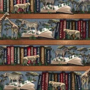Wild Animal Camouflage, Magical Retro Bookshelf, Bookworm Animal Lover, Quiet Story Time Kids Imagination Library, African Desert Safari Library, Kids Whimsical Imagination, African Safari Library Books, Zoo Animals, Savanna Safari Animals, Air Force Blue