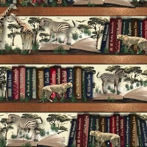 Wildlife Animal Journey, Imaginative Safari Adventure, Exotic Library Bookshelf, Colorful Wildlife Savanna Desert Story, Desert Safari Savanna Reading Books, Zoo Adventure Library, Retro Zoo Graphic Zebra Stripe, Baby Zebra, Tall Giraffe, Cheetah Hunting 