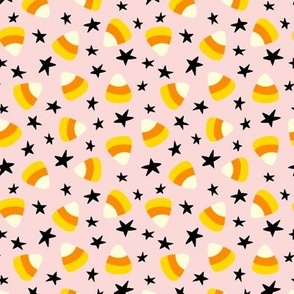 Candy corn, stars on pink 