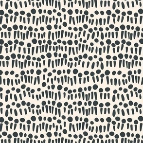 Textured and Abstract Dots and dashes in Regent Green / Black -Medium