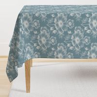 Block Print Floral - Wedgewood Blue