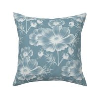 Block Print Floral - Wedgewood Blue