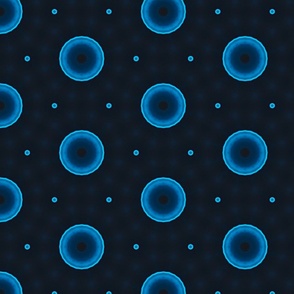 Blue Circles and Dots on a Navy Blue Backgound