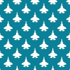 F-35C Panther Fighter Jet in White on Teal