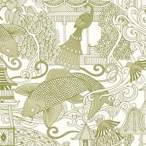 chinoiserie toile olive