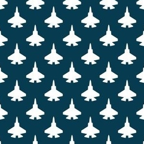 F-35C Panther Silhouette in White in Navy Blue