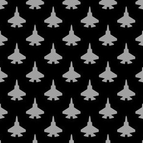 F-35C Panther Jet Silhouette Gray on Black