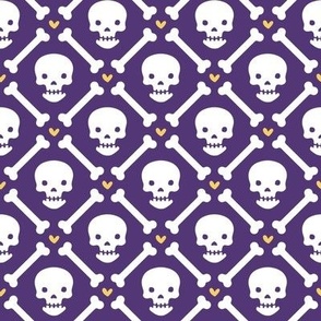 Cute Skulls and Bones - Purple, Medium Scale