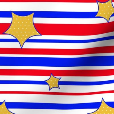 4th Stripes With Little Stars With Yellow Centers. Spindrift Studio. Cait Kirste