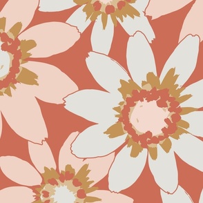 Daisy Days - Large Scale Multi-color Pink and Red floral