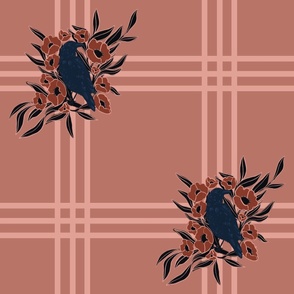 Raven in Poppies | Cinnamon Plaid | Black Floral