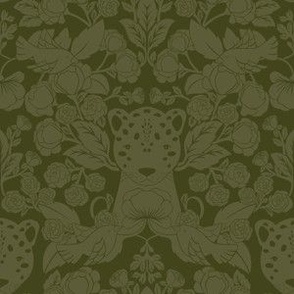 Small Monochome Cheetah Damask (Green)(6")