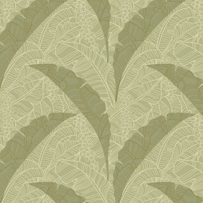 Small Tropical Outline Sage golden on beige