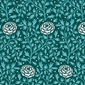 Vintage Florals Teal 2