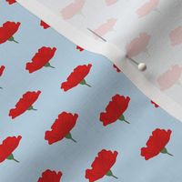 Poppies symmetrical repeat on a sky blue backdrop Mini Micro