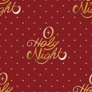 O Holy Night with Christmas Stars on Crimson Red